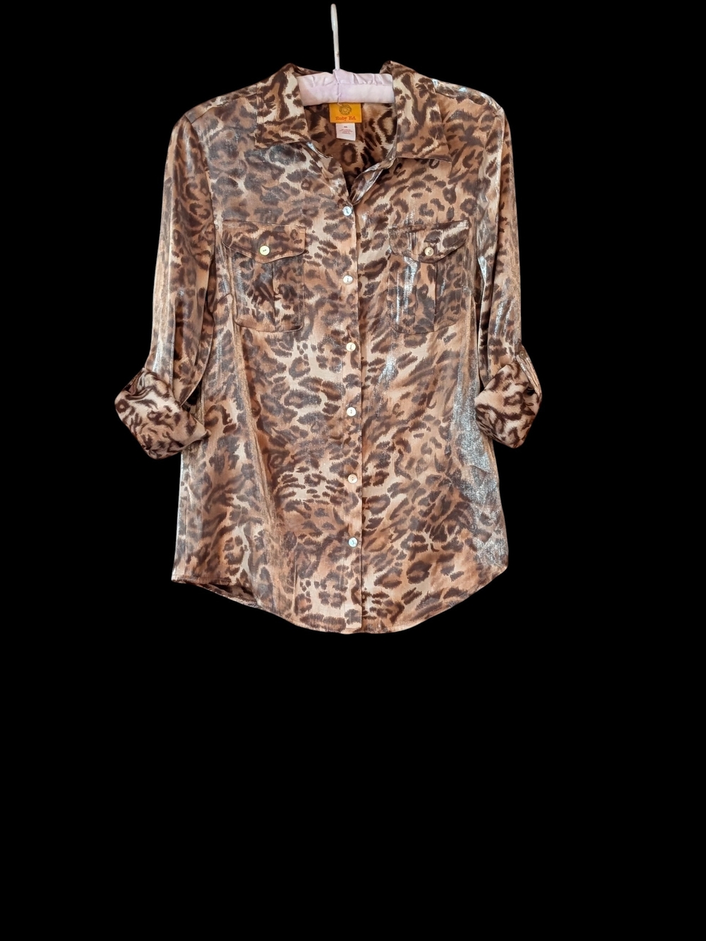 Ruby Rd. Brown and Cream Leopard Print Blouse